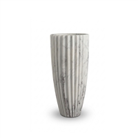 White Marble Scalloped Vase - White