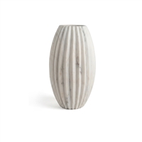 White Marble Scalloped Vase - White
