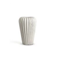 White Marble Scalloped Vase - White