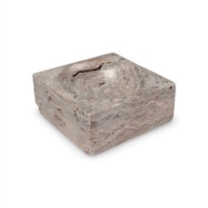 Grey Travertine Sq. Bowl Sm. - Grey - Grey