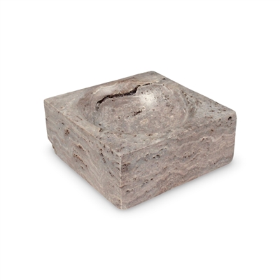 Grey Travertine Sq. Bowl Sm. - Grey - Grey