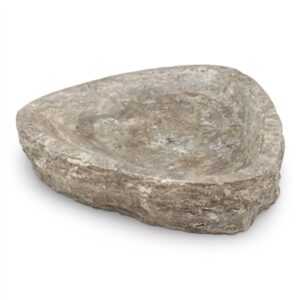 Grey Travertine Organic Shaped Rough Edged Bowl - Grey - Grey