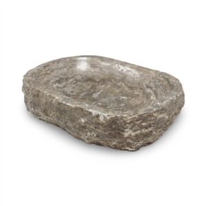 Grey Travertine Rough Organic Shaped Edged Bowl - Grey - Grey