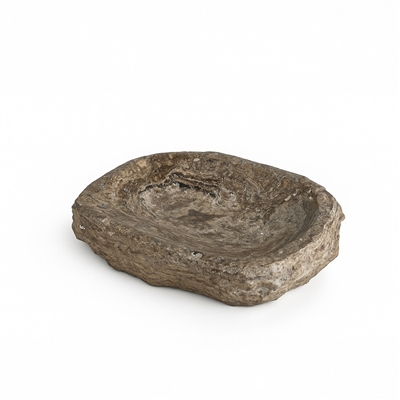 Grey Travertine Rough Organic Shaped Edged Bowl - Grey - Grey - Imagen 4