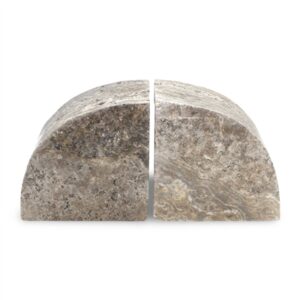 Grey Travertine Bookend Pair - Grey - Grey