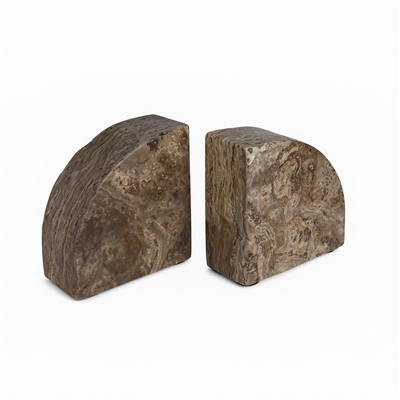 Grey Travertine Bookend Pair - Grey - Grey - Imagen 3