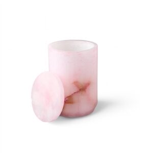 Pink Alabaster Canister W/ Lid Lg - Pink