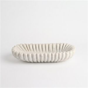 Oval Ruffled Bowl - White
