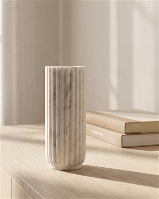 Scalloped Vase Lg. - White - Imagen 4