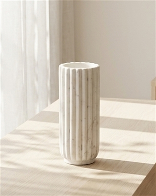 Scalloped Vase Med. - White - Imagen 4