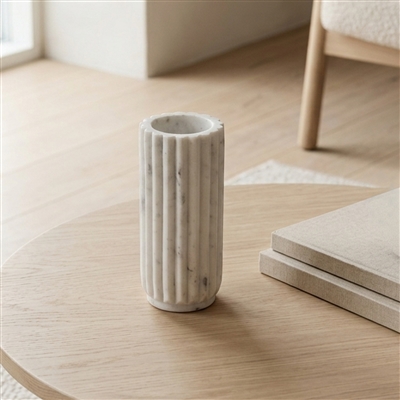 Scalloped Vase Sm. - White - Imagen 4