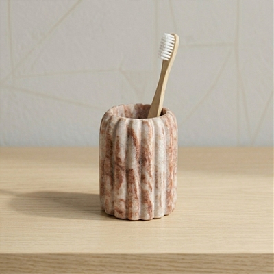 Toronto Marble Scalloped Tooth Brush Holder - Beige - Imagen 2