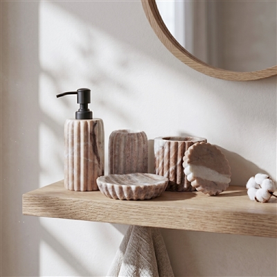Toronto Marble Scalloped Tooth Brush Holder - Beige - Imagen 3