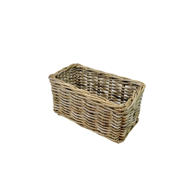 Set of 3 Grey Rectangle Rattan Baskets - Grey - Grey - Imagen 2