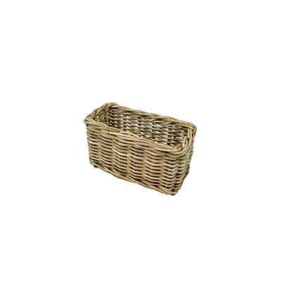Set of 3 Grey Rectangle Rattan Baskets - Grey - Grey - Imagen 3