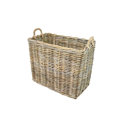 Set of 2 Grey Rectangle Rattan Baskets - Grey - Grey - Imagen 3