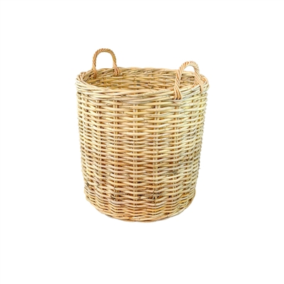 Set of 2 Natural Round Rattan Baskets w/ No Wheels - Beige - Imagen 2