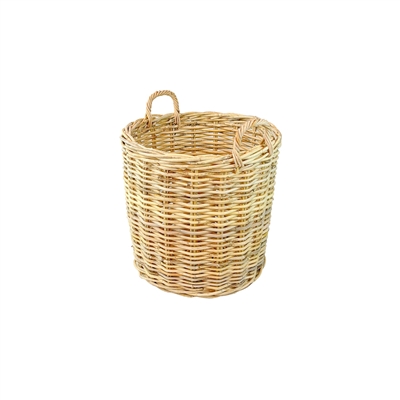 Set of 2 Natural Round Rattan Baskets w/ No Wheels - Beige - Imagen 3