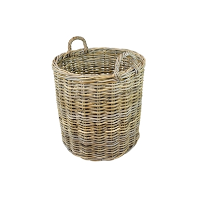Set of 2 Grey Round Rattan Baskets - Grey - Grey - Imagen 3