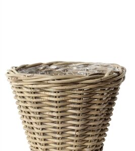 Rattan Round Flower Basket with Plastic Liner - Natural - Natural