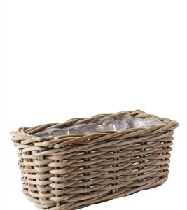 Rattan Rectangle Flower Basket with Plastic Liner - Natural - Natural