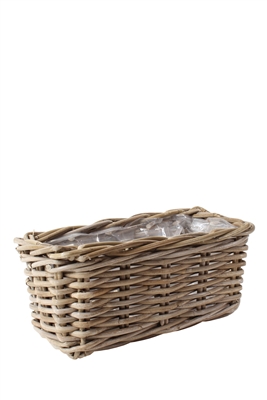 Rattan Rectangle Flower Basket with Plastic Liner - Natural - Natural