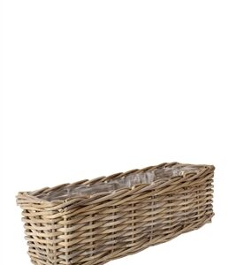 Rectangle Ratten Flower Basket with Plastic Liner - Natural - Natural