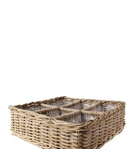 Square Rattan Flower Basket with Plastic Liner - Natural - Natural