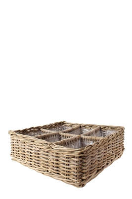 Square Rattan Flower Basket with Plastic Liner - Natural - Natural