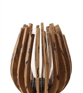 Hurricane Glass on Driftwood Pedestal Vitex Parviflora Sm - Natural - Natural