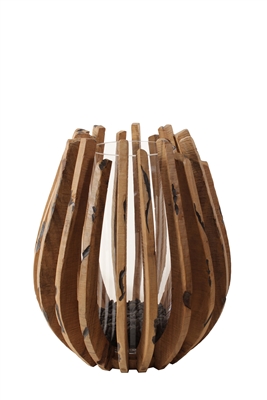 Hurricane Glass on Driftwood Pedestal Vitex Parviflora Sm - Natural - Natural