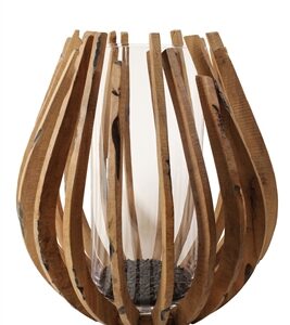 Hurricane Glass on Driftwood Pedestal Vitex Parviflora Lg - Natural - Natural