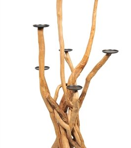 Candle Stick Driftwood Vitex Parviflora w/7 Candle Cups - Natural-ST - Natural