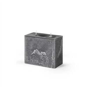 Rectangle 2-Wick Pillar Candle 6.3"x5.15"x3.15" Anthracite- ST