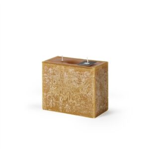 Rectangle 2-Wick Pillar Candle 6.3"x5.15"x3.15" Chamois -ST