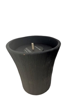 Terracotta Black & Gold Striped Candle Sm Dia 6”- ST - BLACK