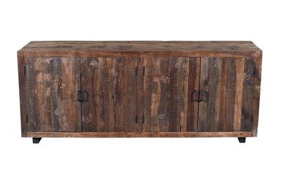 Wooden & Iron Sideboard w/4 Doors - Brown-ST - Brown - Imagen 2