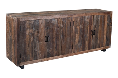 Wooden & Iron Sideboard w/4 Doors - Brown-ST - Brown - Imagen 3