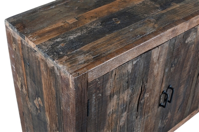 Wooden & Iron Sideboard w/4 Doors - Brown-ST - Brown - Imagen 4