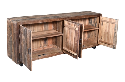 Wooden & Iron Sideboard w/4 Doors - Brown-ST - Brown - Imagen 6