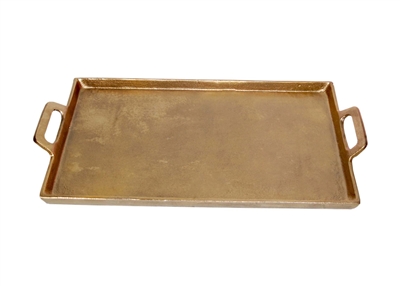 Alum. Tray w/Handles 15x25" - Ant. Brass - ANTIQUE BRASS - ANTIQUE BRASS