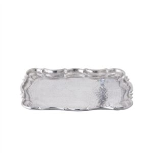 Cast Aluminum Rectangular Baroque Tray, Raw Nickel - NICKEL - NICKEL