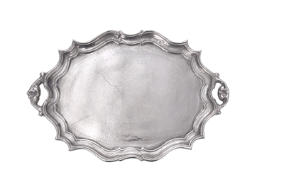 Cast Aluminum Oval Baroque Tray, Raw Nickel - NICKEL - NICKEL