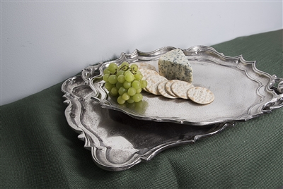 Cast Aluminum Oval Baroque Tray, Raw Nickel - NICKEL - NICKEL - Imagen 2