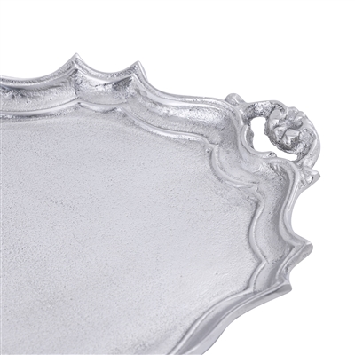 Cast Aluminum Oval Baroque Tray, Raw Nickel - NICKEL - NICKEL - Imagen 3