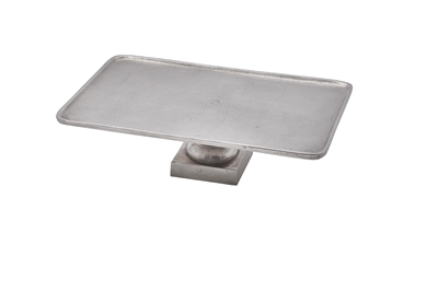 Lg. Cast Aluminum Tray on Stand - NICKEL - NICKEL