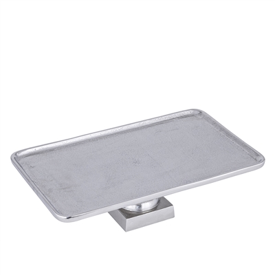 Lg. Cast Aluminum Tray on Stand - NICKEL - NICKEL - Imagen 3
