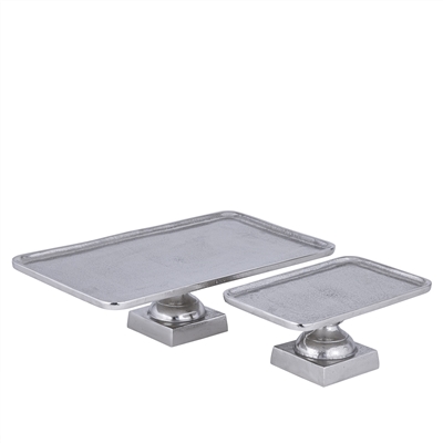 Lg. Cast Aluminum Tray on Stand - NICKEL - NICKEL - Imagen 4