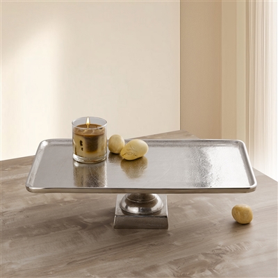Lg. Cast Aluminum Tray on Stand - NICKEL - NICKEL - Imagen 5