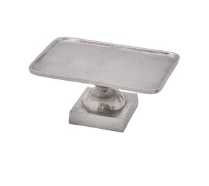 Sm. Cast Aluminum Tray on Stand Raw Nickel - NICKEL - NICKEL